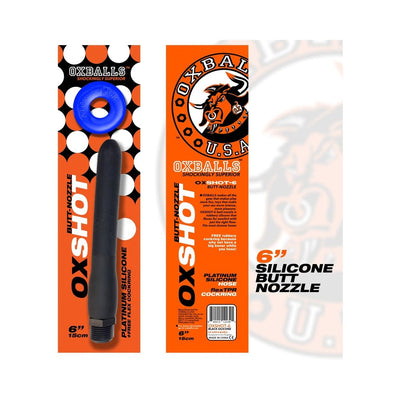 Oxballs Oxshot Butt Nozzle Shower Hose 6 In. Flex Cockring Black - SexToy.com