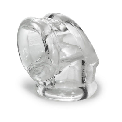 Clear flexible silicone and TPR cock ring with multiple reinforced openings for secure and comfortable fit