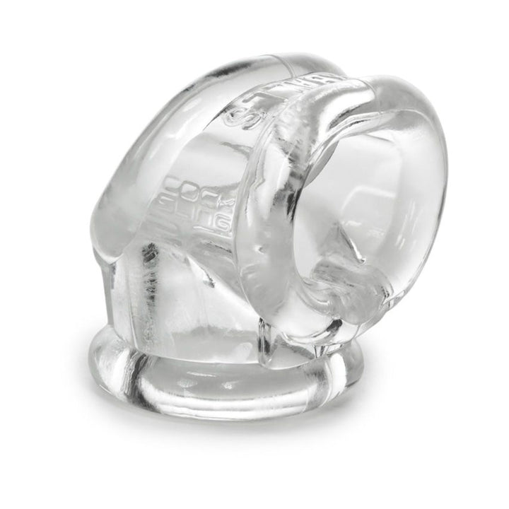 Clear flexible silicone cocksling with multiple reinforced rings for secure and comfortable fit.