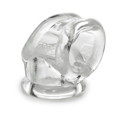 Clear flexible silicone cocksling with multiple reinforced rings for secure and comfortable fit.