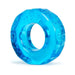 Blue translucent soft stretchy cockring with a textured, gear-like design.