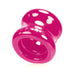 Bright pink flexible ball stretcher with a smooth, rounded design and wide openings on both ends.