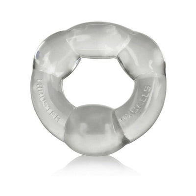 Clear flexible ring with a segmented design and embossed Oxballs Thruster branding on a white background.