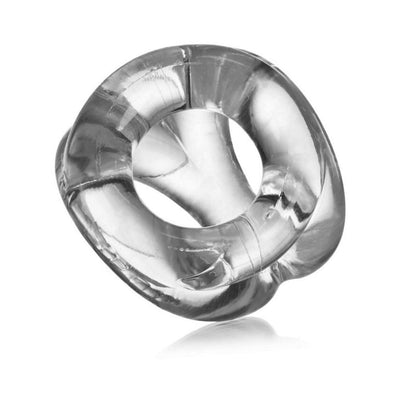 Clear flexible triple-ring cockring made of durable Flex-TPR material with varying hole sizes.