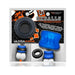 Oxballs Ultracore Core blue ballstretcher with black Axis power-lock ring in retail packaging with product details.