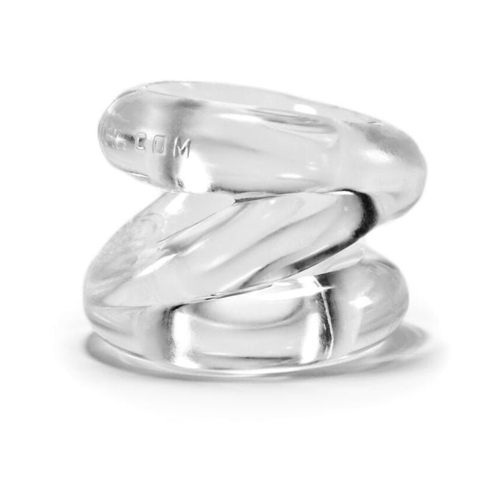 Clear flexible Z-shaped ball stretcher ring with a thick, squishy design for comfortable wear.