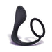 Black silicone P-Zone prostate massager and cock ring with ergonomic curved design for targeted stimulation.