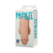 Pack It Heavy realistic dildo packer in flesh tone displayed in white retail packaging with blue text.
