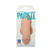 Pack It Heavy realistic dildo packer in flesh tone displayed in clear retail packaging with blue text and American flag icon.