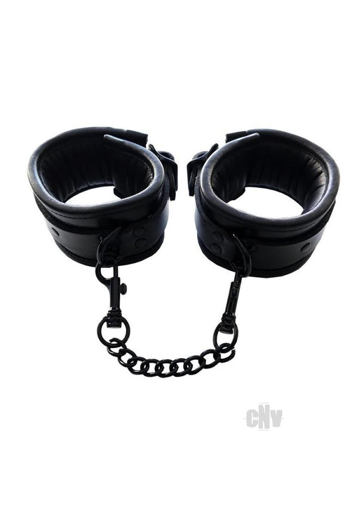 Padded Leather Wrist Cuffs Black - SexToy.com