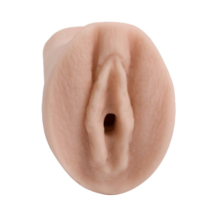 Beige Palm Pal UR3 realistic vagina-shaped male masturbator on white background.