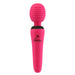 Fuchsia silicone mini wand massager with ribbed head and ergonomic handle, USB rechargeable and compact design.