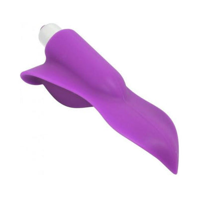 Purple silicone wearable vibrator with a contoured shape and removable bullet for targeted stimulation.