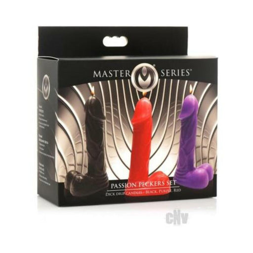 Passion Peckers Dick Drip Candles Set - Black, Purple, Red - SexToy.com