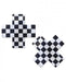 Black and white checkerboard cross-shaped nipple pasties with a smooth, glossy finish shown on white background.