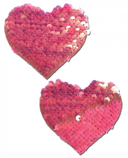 Pastease Color Changing Flip Sequins Heart Pink O/S | SexToy.com