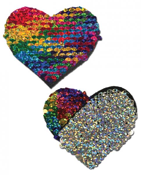 Pastease Color Changing Flip Sequins Heart Rainbow O/S | SexToy.com