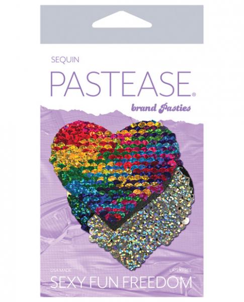 Pastease Color Changing Flip Sequins Heart Rainbow O/S | SexToy.com