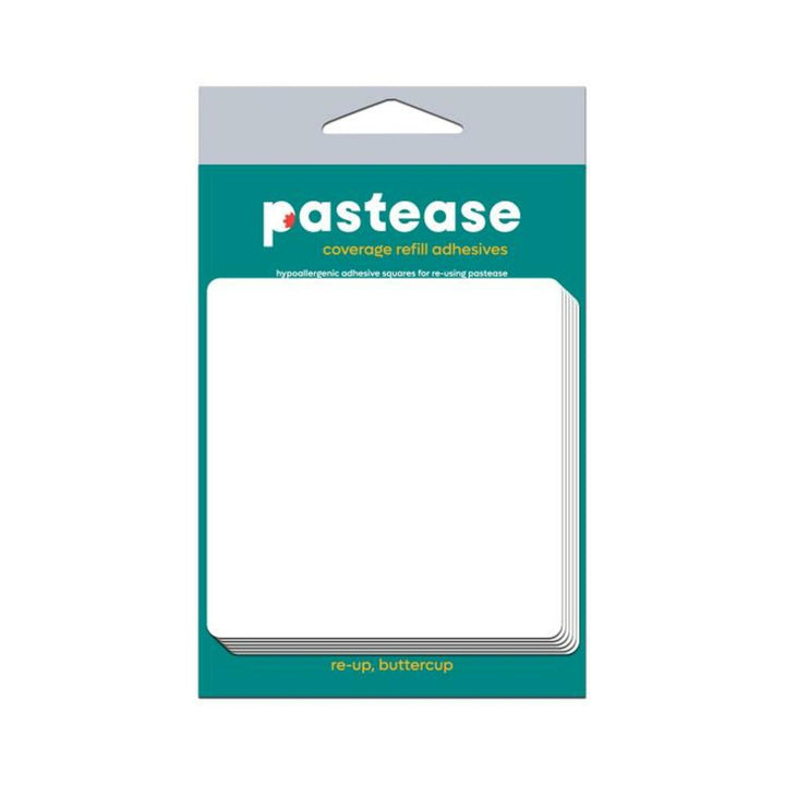 Pastease Fuller Coverage Refill Adhesive Squares pack with teal and gray packaging for reusing pasties.