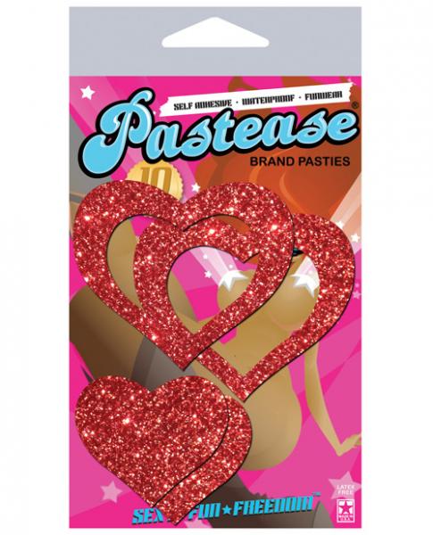 Pastease Glitter Peek A Boob Hearts Pasties Red | SexToy.com