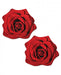 Red glitter velvet rose-shaped nipple pasties with a soft, seamless design for comfortable wear.