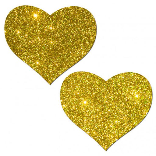 Pastease Gold Glitter Heart Pasties O/S | SexToy.com