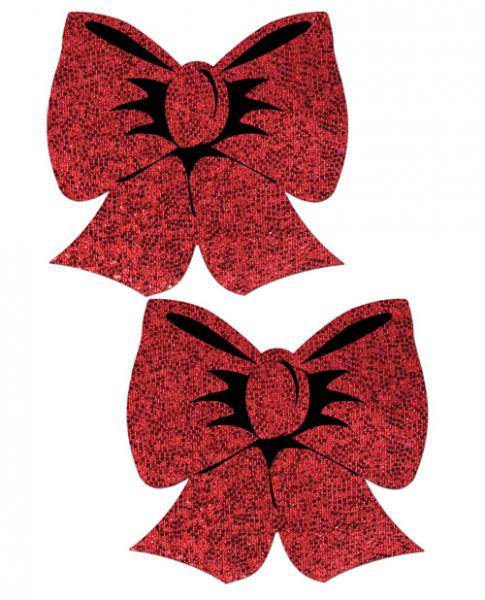 Pastease Hologram Bows Red Pasties | SexToy.com