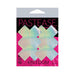 Pack of two pairs of Pastease holographic silver X-shaped nipple pasties on pink and black packaging.