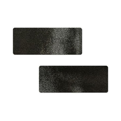 Pair of matte black rectangular bar nipple pasties with a subtle textured finish on a white background.