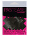 Pack of two pairs of black liquid cross-shaped nipple pasties by Pastease in pink and black packaging.