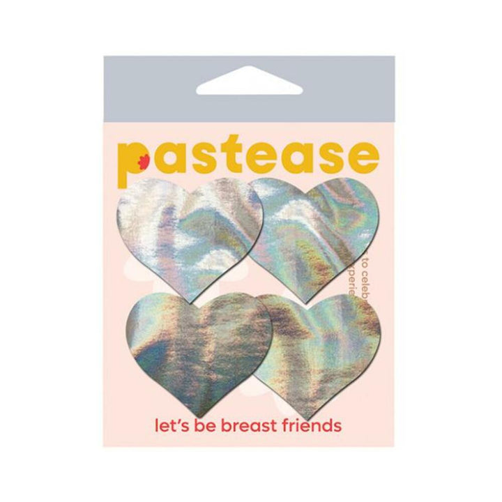 Pastease Premium Petites Holographic Heart - Silver O/s Pack Of 2 Pair - SexToy.com