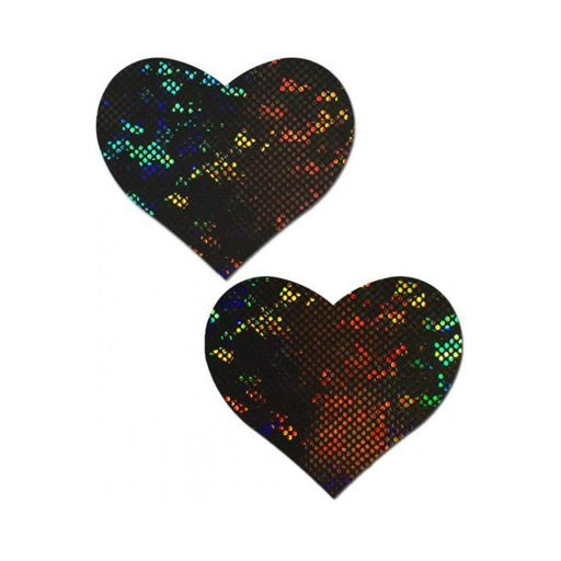 Pastease Shattered Glass Disco Ball Black Heart Nipple Pasties | SexToy.com
