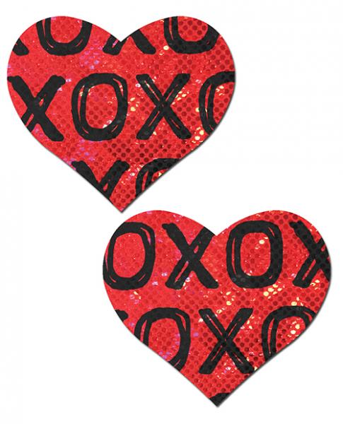 Pastease Shattered Glass Disco Ball Red With Black XO Heart | SexToy.com