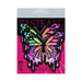 Rainbow glitter butterfly-shaped nipple pasties with a dripping paint design on pink and black packaging.