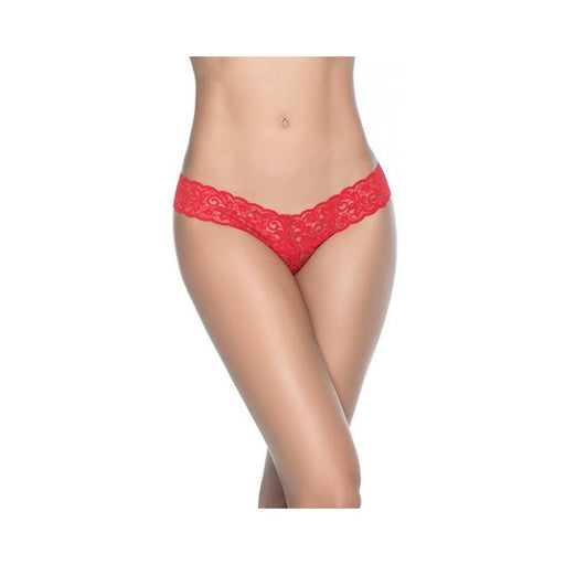 Patterned Lace Thong Red Sm - SexToy.com