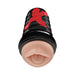 PDX Elite Air Tight Oral Stroker in beige with black and red outer casing, featuring a realistic oral design.