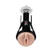 PDX Elite vibrating stroker with lifelike soft sleeve and adjustable suction base for hands-free use.