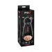 PDX ELITE Dirty Talk Starter Stroker in black packaging with lifelike sleeve, featuring vibration and sound technology.