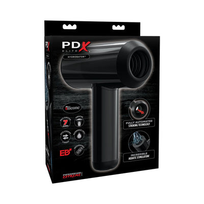 PDX Elite Hydrobator in black with ergonomic handle, featuring fully automated stroking and waterproof design packaging.
