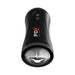 Black PDX Elite Moto Stroker with ergonomic design and clear textured sleeve opening, featuring control buttons on top.
