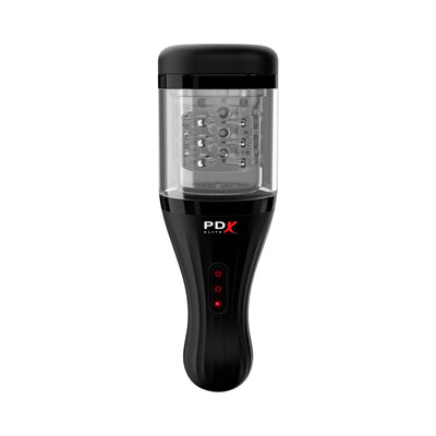 Black PDX ELITE Talk Dirty Rotobator with clear chamber and control buttons on ergonomic handle.