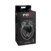 PDX ELITE Vibrating Silicone Stimulator in black packaging with product image and branding details.