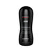 Black Pipedream Extreme vibrating stroker sleeve with curved ergonomic design and printed branding details.
