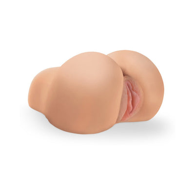 Realistic mini torso adult toy in flesh tone with multiple entry points, made from soft thermoplastic rubber.