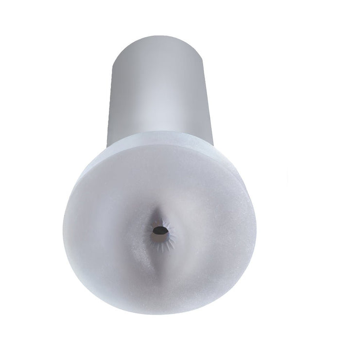 PDX Male Pump & Dump Stroker in soft white material with textured interior and closed end design.