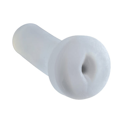White PDX Male Pump & Dump Stroker with soft, lifelike texture and closed-end design for enhanced suction.
