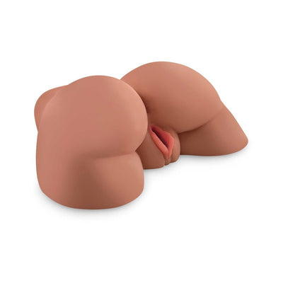 Life-size realistic masturbator with soft, supple material featuring detailed curves and dual openings for varied stimulation.