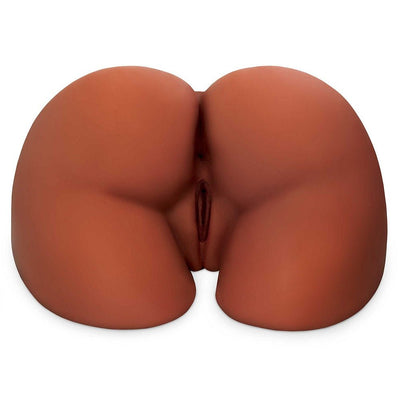 Life-size brown PDX Plus Perfect Ass XL realistic masturbation toy with detailed curves and dual openings.