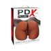 Packaging of PDX Plus Perfect Ass XL life-size brown silicone masturbator with realistic curves and dual openings.