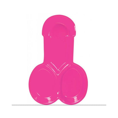 Bright pink novelty party platter shaped with playful rounded sections for serving at adult-themed events.